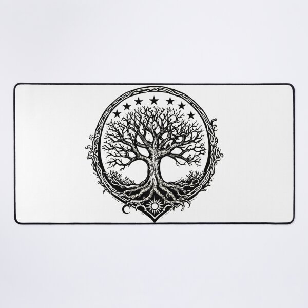 Item preview, Ancient White Tree and Seven Stars Heraldic Woodcut designed and sold by thepixelcloset.