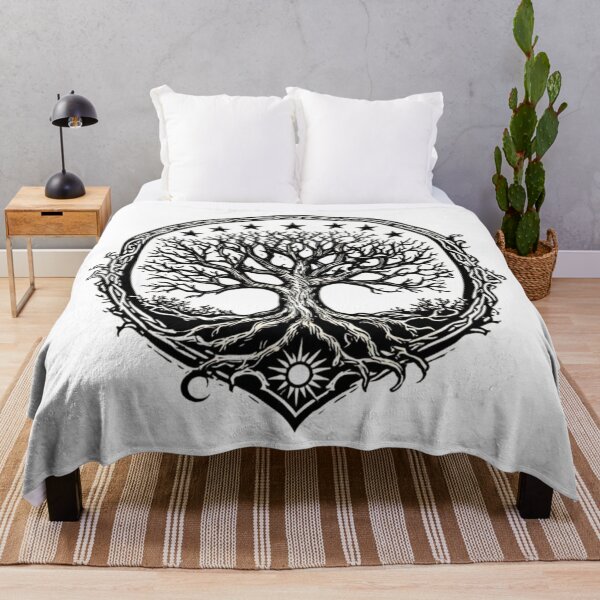 Item preview, Ancient White Tree and Seven Stars Heraldic Woodcut designed and sold by thepixelcloset.