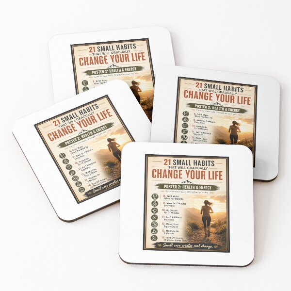 Item preview, 21 Small Habits Poster 2: Health & Energy for Women designed and sold by Living Life Well (Takes Practice).