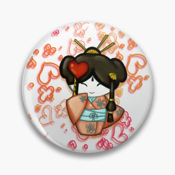 Item preview, Chibi Girl in Kimono with Hearts designed and sold by kawanva-studio.