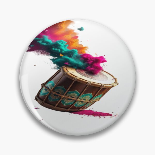 Artikelvorschau, Der Rhythmus der heiligen Farben: Dholak-Trommel & Holi-Pulverexplosion – Musik und Farben des indischen Festivals entworfen und verkauft von RAYBIL.