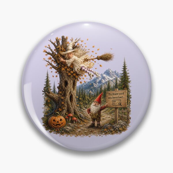 Item preview, Funny Halloween Witch & Alpine Gnome Design – "Die Route wird neu berechnet..." designed and sold by Alpine-Ink.