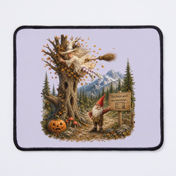 Item preview, Funny Halloween Witch & Alpine Gnome Design – "Die Route wird neu berechnet..." designed and sold by Alpine-Ink.