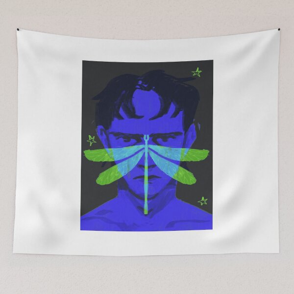 Item preview, Neon Dragonfly Surreal Blue Portrait designed and sold by Saise-Chark.