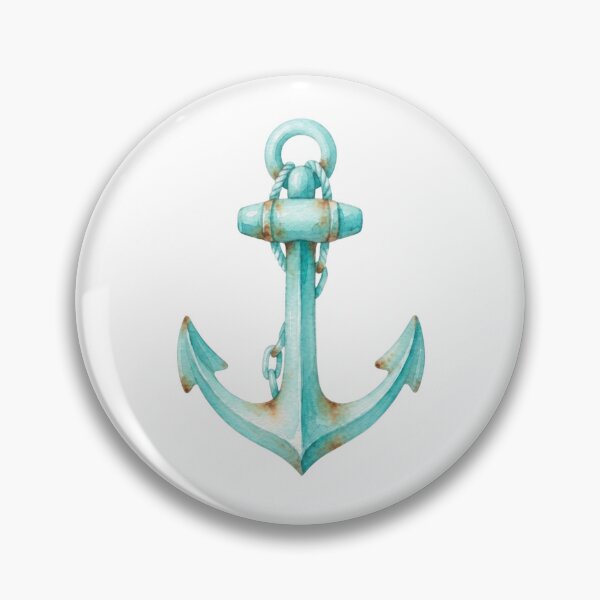 Item preview, Watercolor Mint Blue Anchor with Rustic Rust Details - Nautical Maritime Illustration designed and sold by VibranPalette.