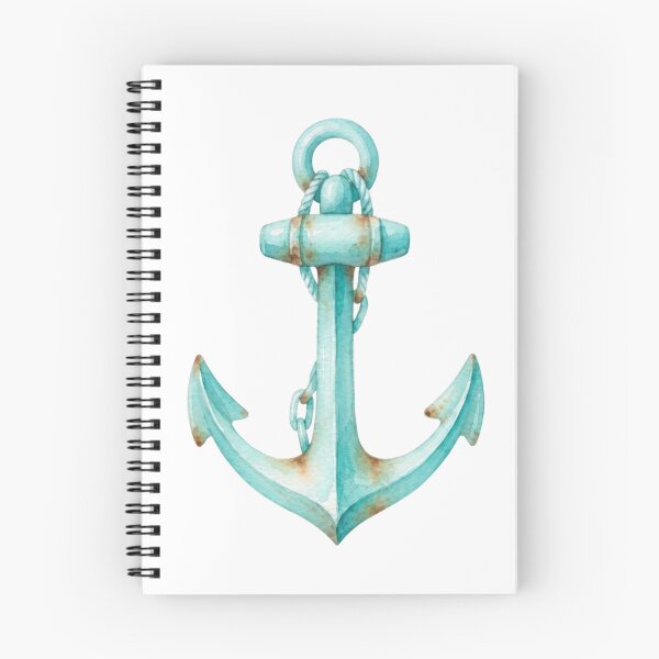 Item preview, Watercolor Mint Blue Anchor with Rustic Rust Details - Nautical Maritime Illustration designed and sold by VibranPalette.