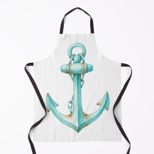 Item preview, Watercolor Mint Blue Anchor with Rustic Rust Details - Nautical Maritime Illustration designed and sold by VibranPalette.