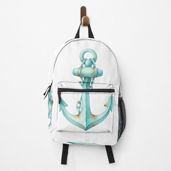 Item preview, Watercolor Mint Blue Anchor with Rustic Rust Details - Nautical Maritime Illustration designed and sold by VibranPalette.