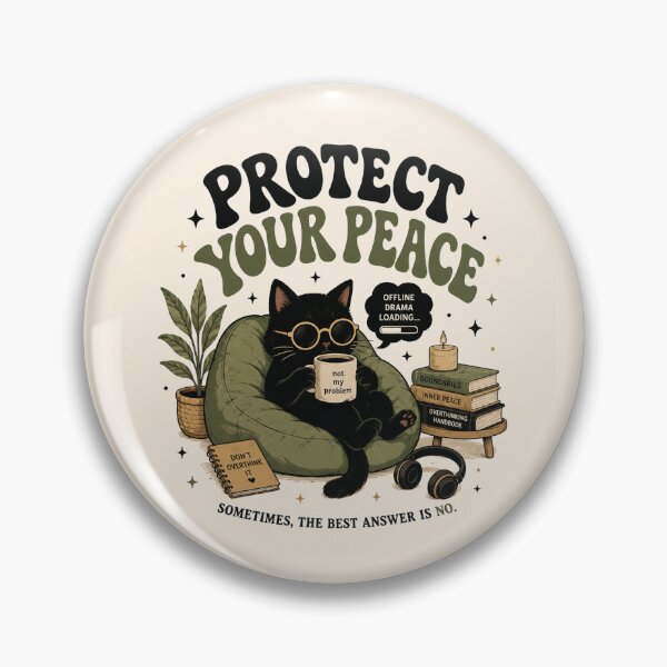 Item preview, Protect Your Peace Retro Black Cat designed and sold by SUreal Studio.