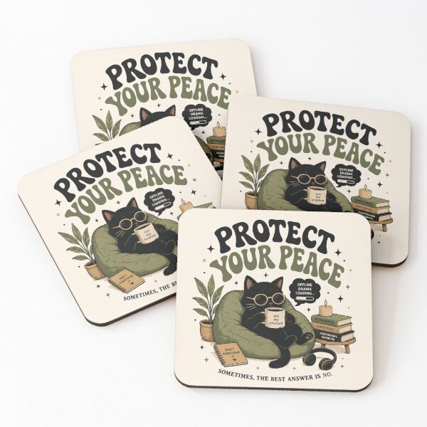 Item preview, Protect Your Peace Retro Black Cat designed and sold by SUreal Studio.