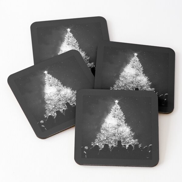Item preview, Black and White Christmas Tree Lighting with Festive Crowd designed and sold by inkoutninja.