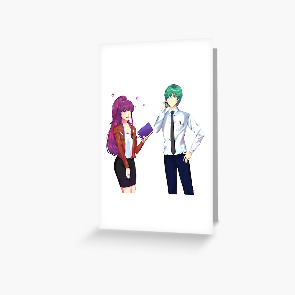 2 Anime Friends Greeting Card By Samarartchannel Redbubble