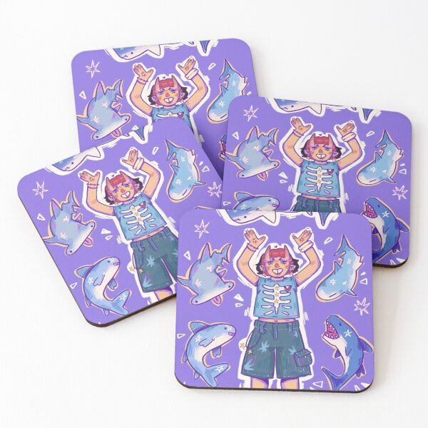 Item preview, Celestial Starry Sharks Purple Cartoon Art designed and sold by Saise-Chark.