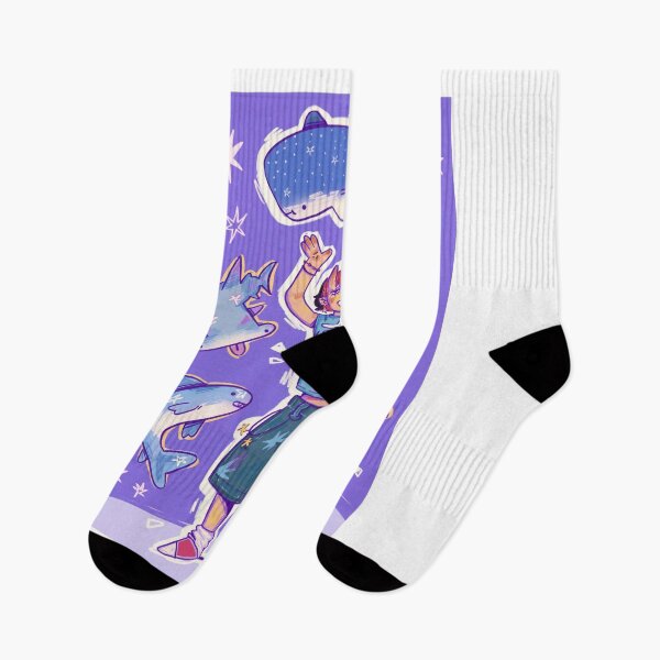 Item preview, Celestial Starry Sharks Purple Cartoon Art designed and sold by Saise-Chark.