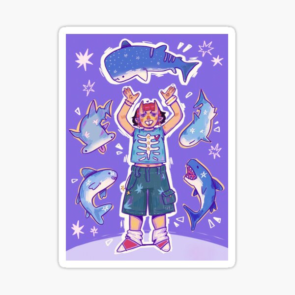 Item preview, Celestial Starry Sharks Purple Cartoon Art designed and sold by Saise-Chark.