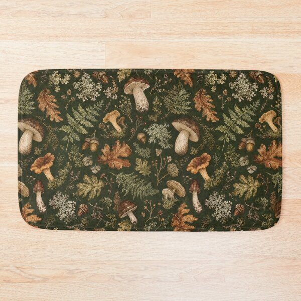 Item preview, Woodland Mushroom Tossed Repeat Pattern designed and sold by VerdantStudio.