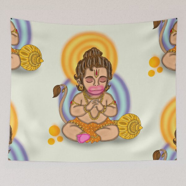 Item preview, Lord Hanuman Artwork | Powerful Hindu God Digital Painting Illustration designed and sold by Harshit_Digital_Arts.