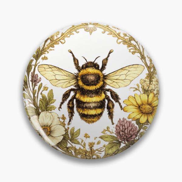 Item preview, Vintage Botanical Bee and Wildflowers – Nature Lover Floral Illustration designed and sold by SP319.