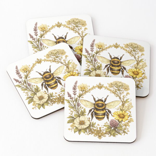 Item preview, Vintage Botanical Bee and Wildflowers – Nature Lover Floral Illustration designed and sold by SP319.