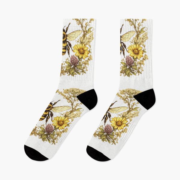 Item preview, Vintage Botanical Bee and Wildflowers – Nature Lover Floral Illustration designed and sold by SP319.