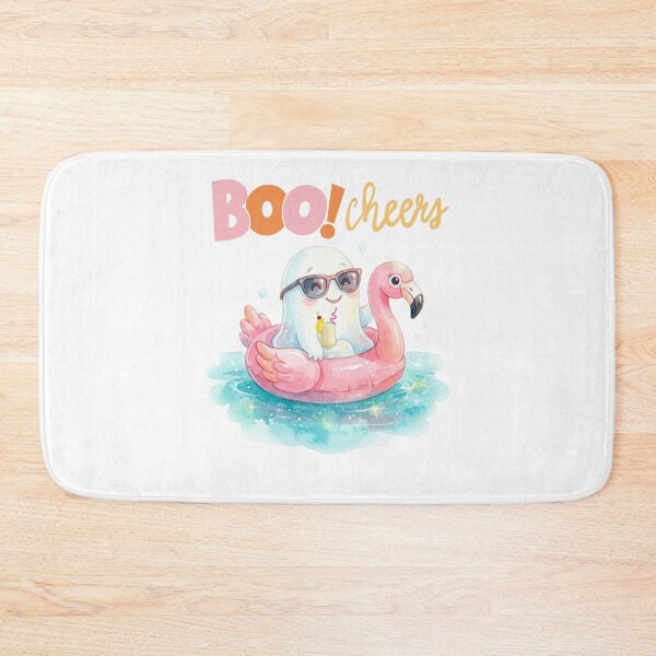 Item preview, Cute Summer Ghost on Flamingo Pool Float with Cocktail  designed and sold by VibranPalette.