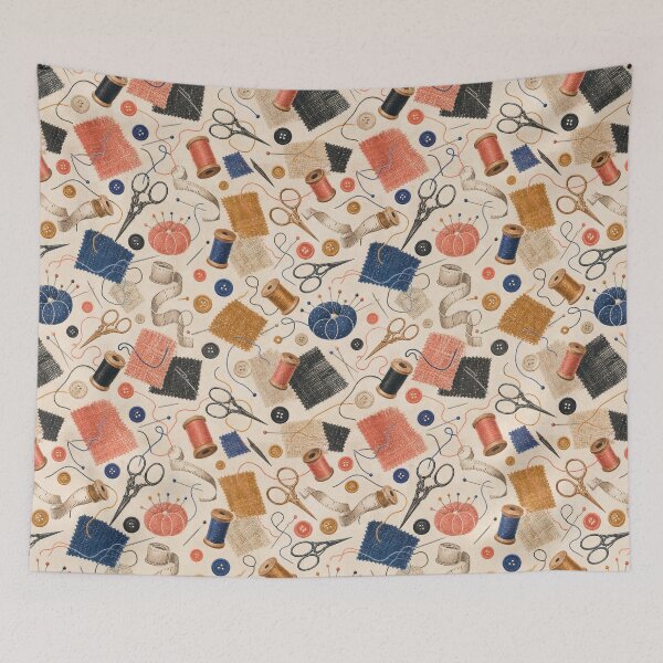 Item preview, Sewing Notions Tossed Repeat Pattern designed and sold by VerdantStudio.