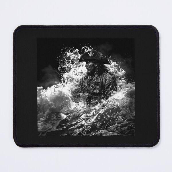 Item preview, Black and White Pirate Battling Stormy Ocean Waves designed and sold by inkoutninja.