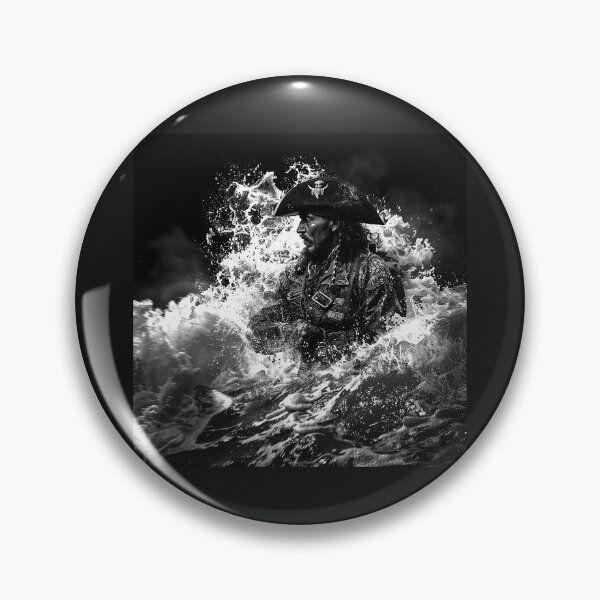 Item preview, Black and White Pirate Battling Stormy Ocean Waves designed and sold by inkoutninja.