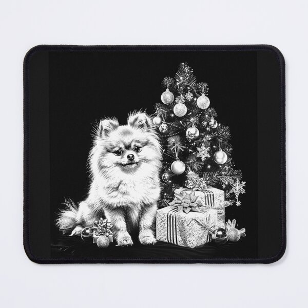 Item preview, Cute Pomeranian Beside Christmas Tree and Gifts designed and sold by inkoutninja.