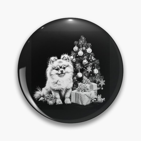 Item preview, Cute Pomeranian Beside Christmas Tree and Gifts designed and sold by inkoutninja.