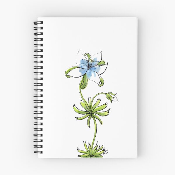 Artikelvorschau, Aquarellzeichnung einer leuchtend blauen Fantasieblume entworfen und verkauft von Charmed-Ink.