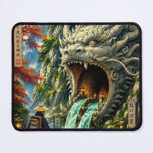 Item preview, The Cave of the Silent Dragon – Sacred Japanese Fantasy Ukiyo-e designed and sold by Substance_life.