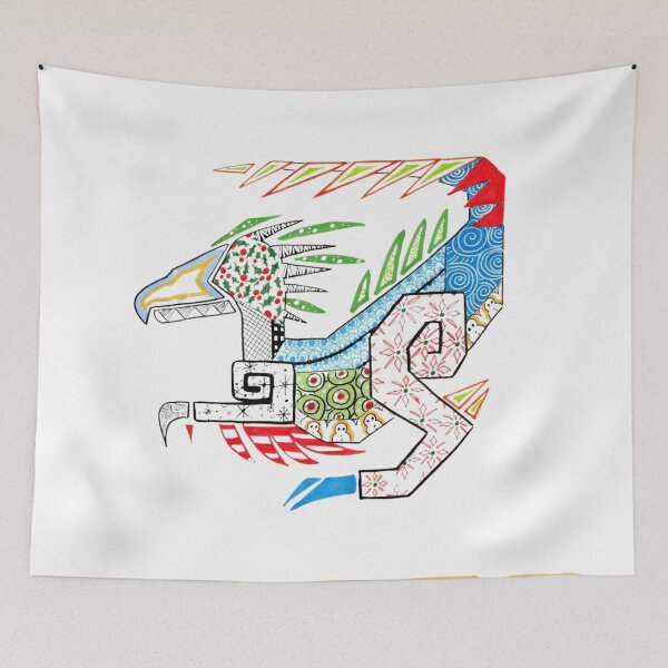 Item preview, Patterned Tribal Dragon Geometric Aztec Raptor Illustration designed and sold by Charmed-Ink.