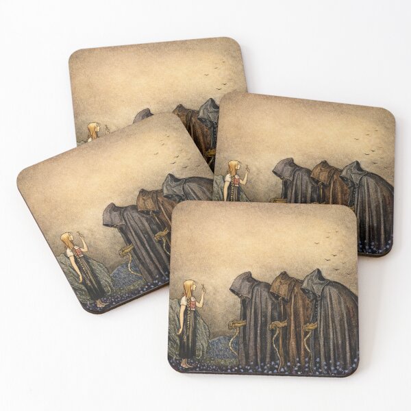 Item preview, Dark Fantasy Illustration Hooded Figures Confrontation for Gothic Art Lovers designed and sold by RickE.