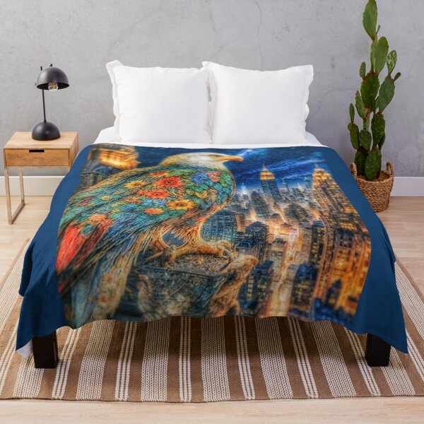 Item preview, Floral Eagle Art Print Over Cityscape designed and sold by The Empire Of Digital Art..