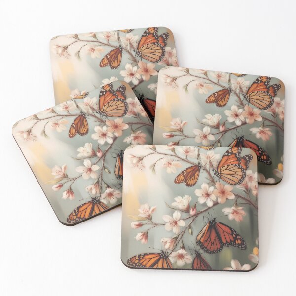 Item preview, Monarch Butterflies Oil Painting Cherry Blossoms designed and sold by SellingWSarah17.