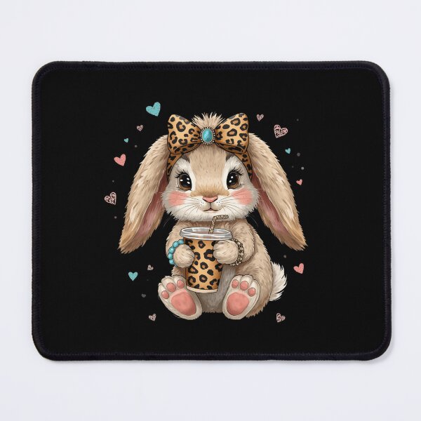 Item preview, Boho Bunny Leopard Bow Coffee Hearts designed and sold by Oddifys.