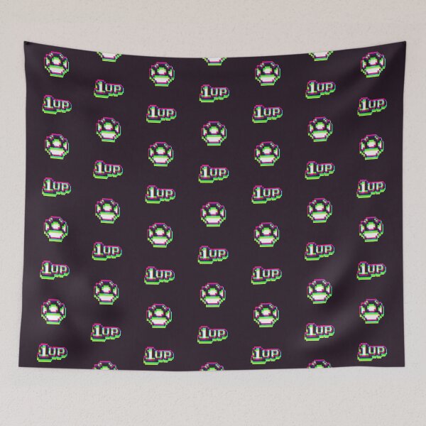Item preview, 1up Mushroom Synthwave Pattern - Dark designed and sold by animinimal.