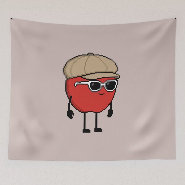 Item preview, Apple Pixel with a Newsboy Cap (BG) designed and sold by White Rim Mates.