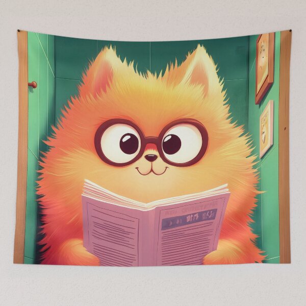 Item preview, Pomeranian dog funny toilet newspaper bathroom humor cute cartoon designed and sold by juniorcastros.