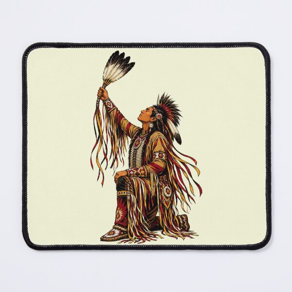 Item preview, Powwow Dancer Raising Eagle Feather Fan Native American Regalia Art designed and sold by Blue Raven Designs.