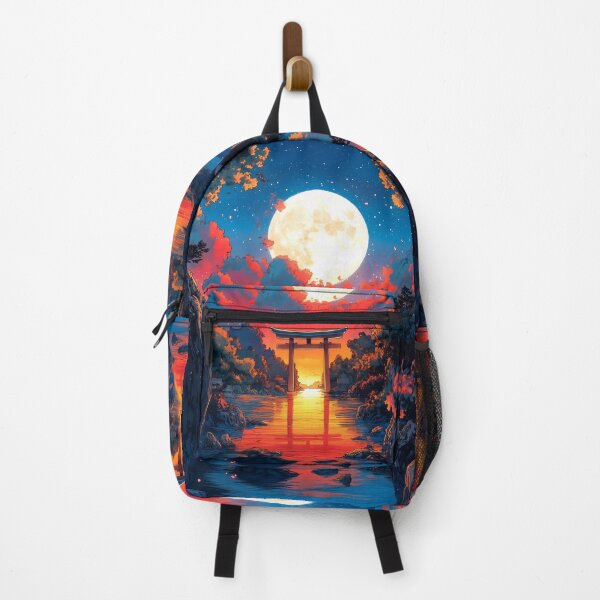 Item preview, Japanese Torii Gate Full Moon Sunset River Reflection designed and sold by juniorcastros.