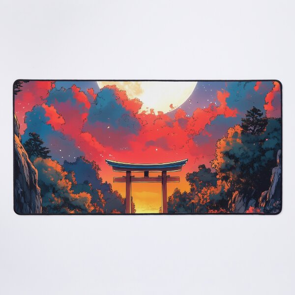 Item preview, Japanese Torii Gate Full Moon Sunset River Reflection designed and sold by juniorcastros.