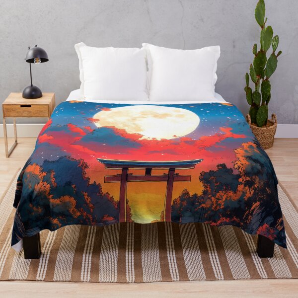 Item preview, Japanese Torii Gate Full Moon Sunset River Reflection designed and sold by juniorcastros.