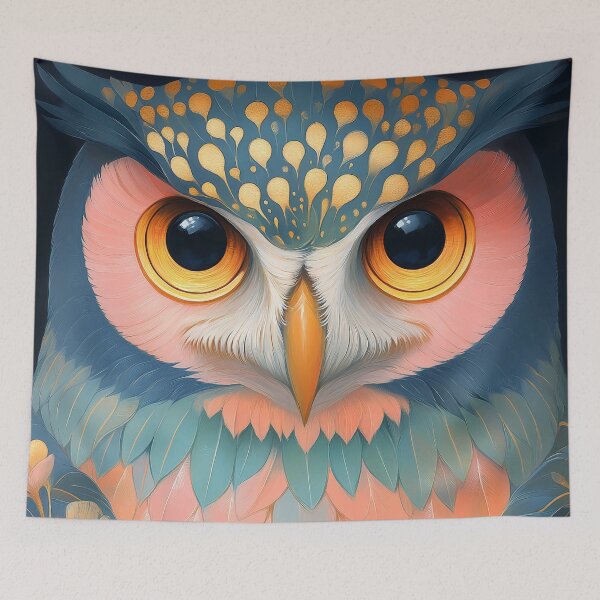 Item preview, Owl Night Garden Teal Gold Pastel Wise Spirit designed and sold by juniorcastros.