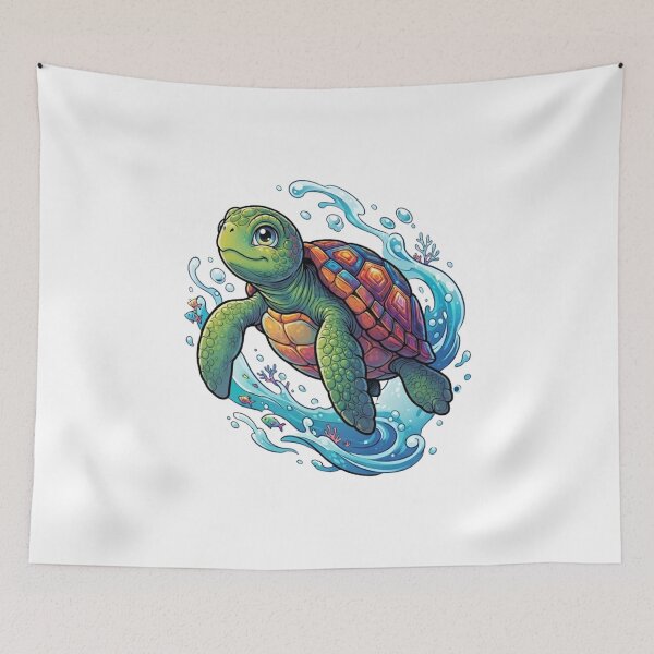 Item preview, Vibrant Sea Turtle Swimming in Splash of Water - Ocean Wildlife Vector Art designed and sold by VibranPalette.