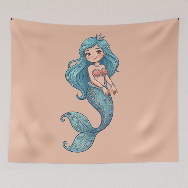 Item preview, Cute Pearl Mermaid Princess Illustration designed and sold by digitalbob60.