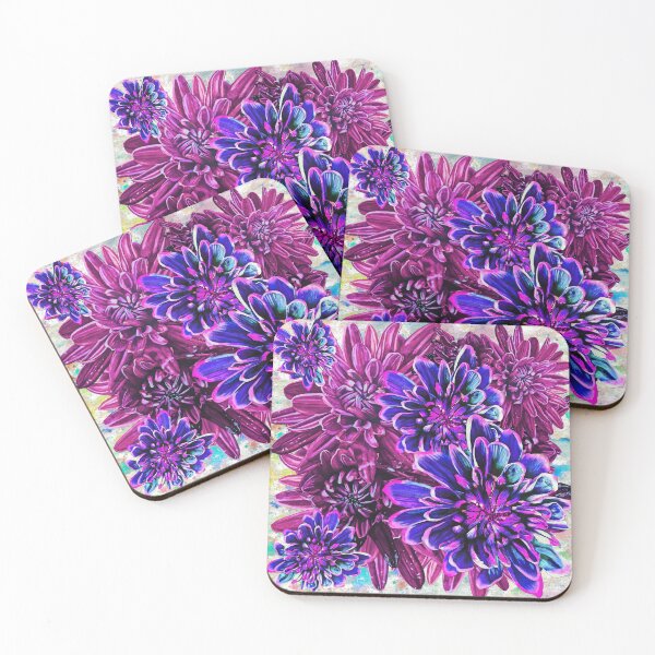 Item preview, Neon Pink Chrysanthemums Background 3 designed and sold by nastiaart.
