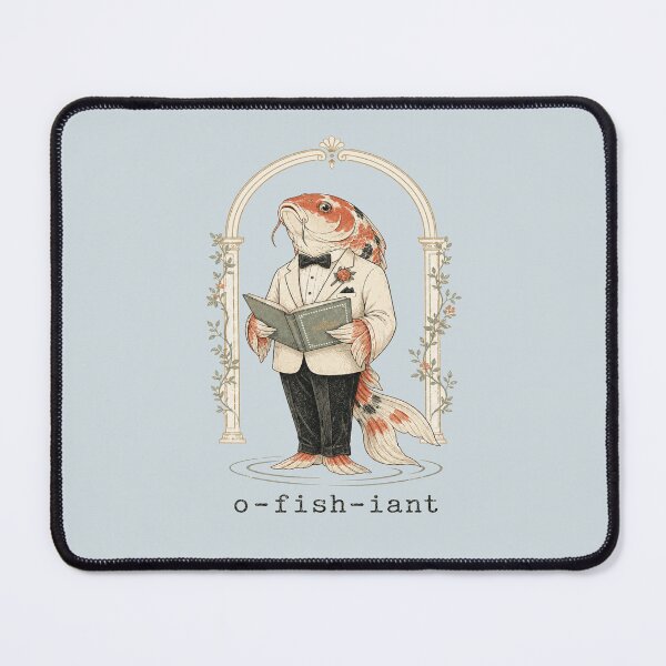 Item preview, O-fish-iant Koi Wedding Officiant Shirt, Mid Century Fish Art designed and sold by POD DYNASTY | Original Print On Demand T-Shirt Graphics.