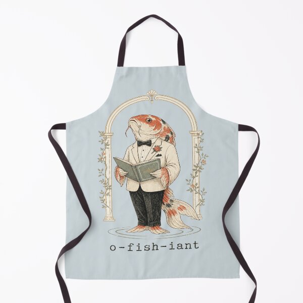 Item preview, O-fish-iant Koi Wedding Officiant Shirt, Mid Century Fish Art designed and sold by POD DYNASTY | Original Print On Demand T-Shirt Graphics.